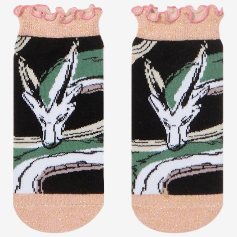 Studio Ghibli Spirited Away Haku Glitter Trim No-Show Socks Hot Topic